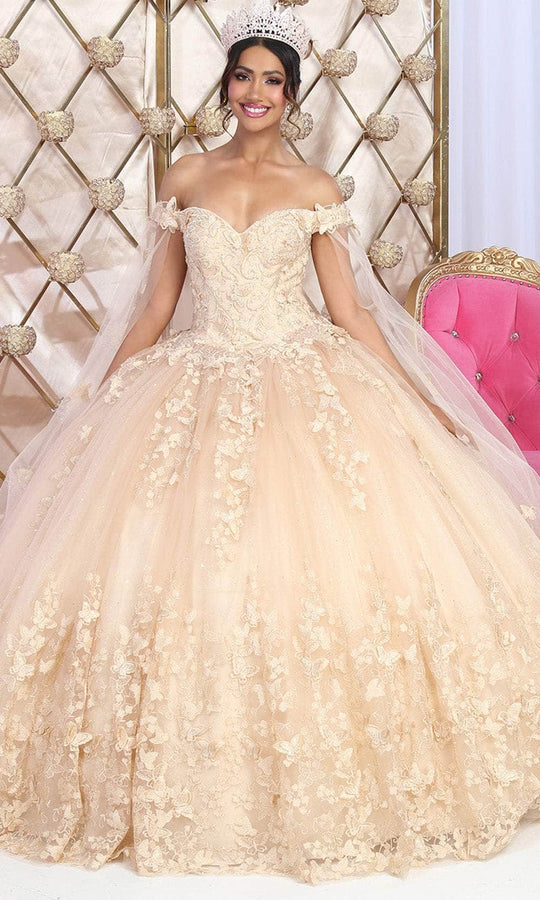 May Queen LK236 - Off Shoulder Butterfly Ballgown
