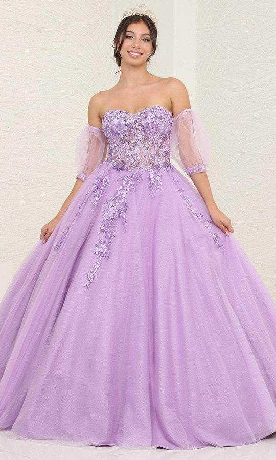 May Queen LK237 - Sheer Applique Ballgown
