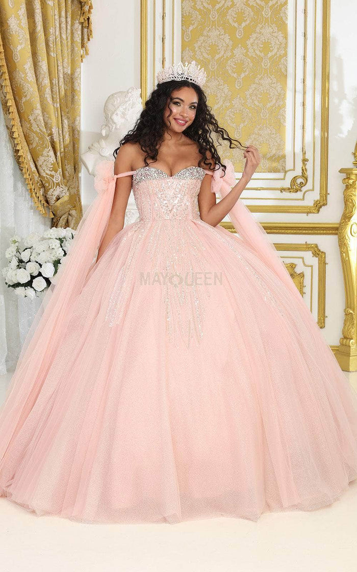 May Queen LK238 - Bow Draped Ballgown Special Occasion Dress
