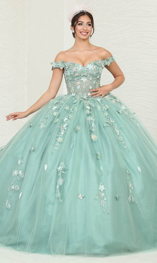 May Queen LK240 - Floral Applique Ballgown