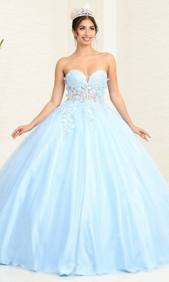 May Queen LK243 - Glitter Floral Applique Ballgown