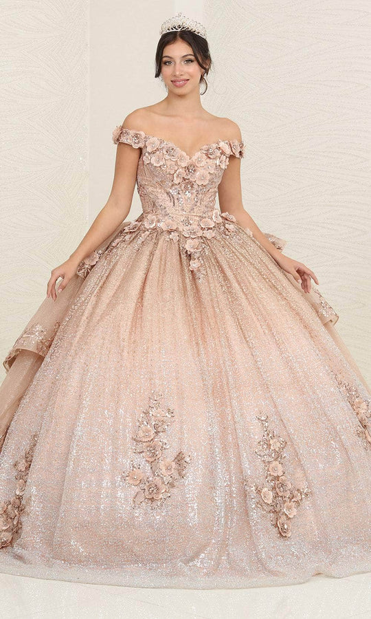 May Queen LK255 - Off Shoulder Metallic Ballgown