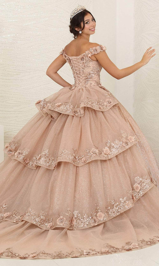 May Queen LK255 - Off Shoulder Metallic Ballgown