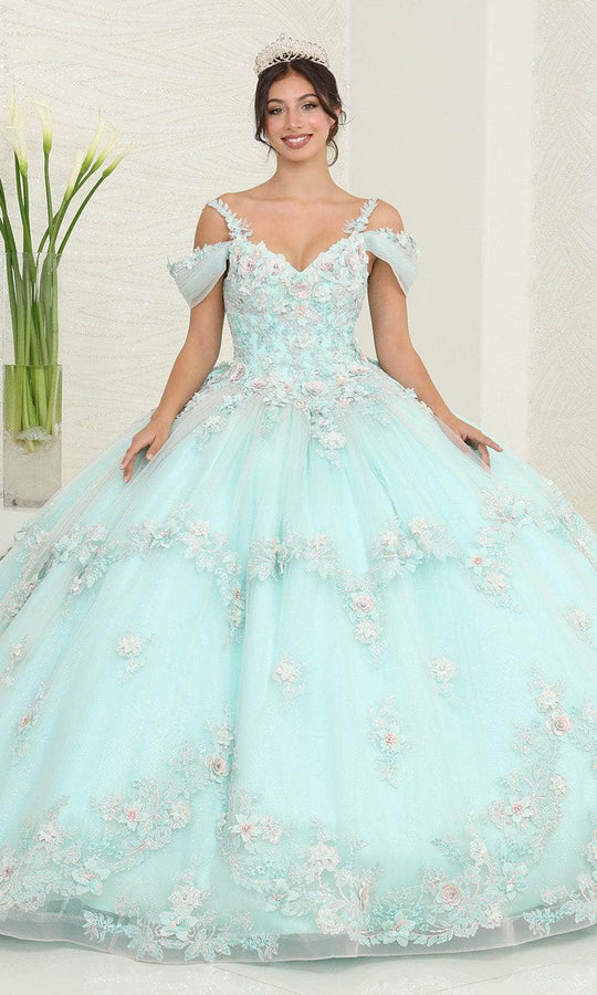 May Queen LK258 - Applique Cold Shoulder Ballgown