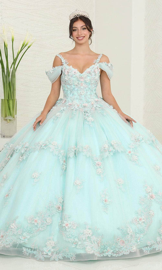 May Queen LK258 - Applique Cold Shoulder Ballgown