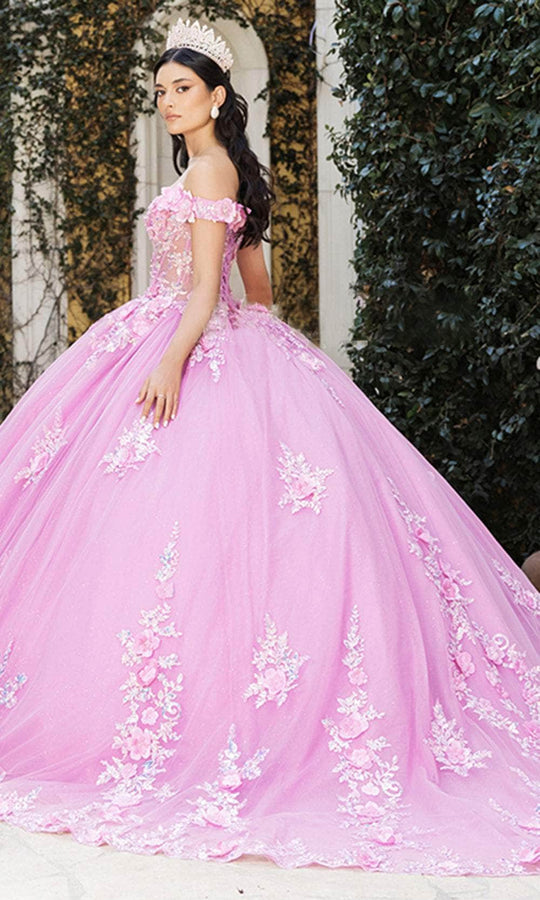 May Queen LK262 - Illusion Floral Applique Ballgown