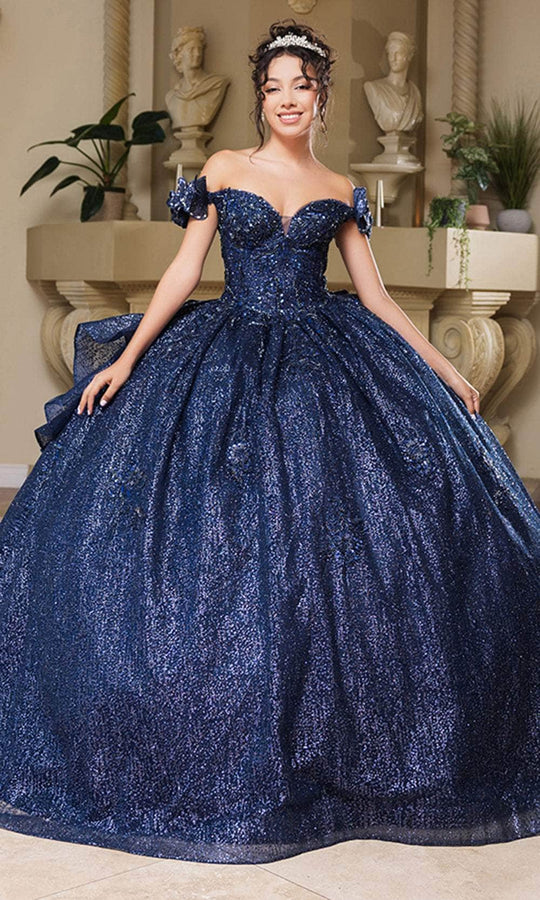 May Queen LK265 - Sequin Off-Shoulder Ballgown