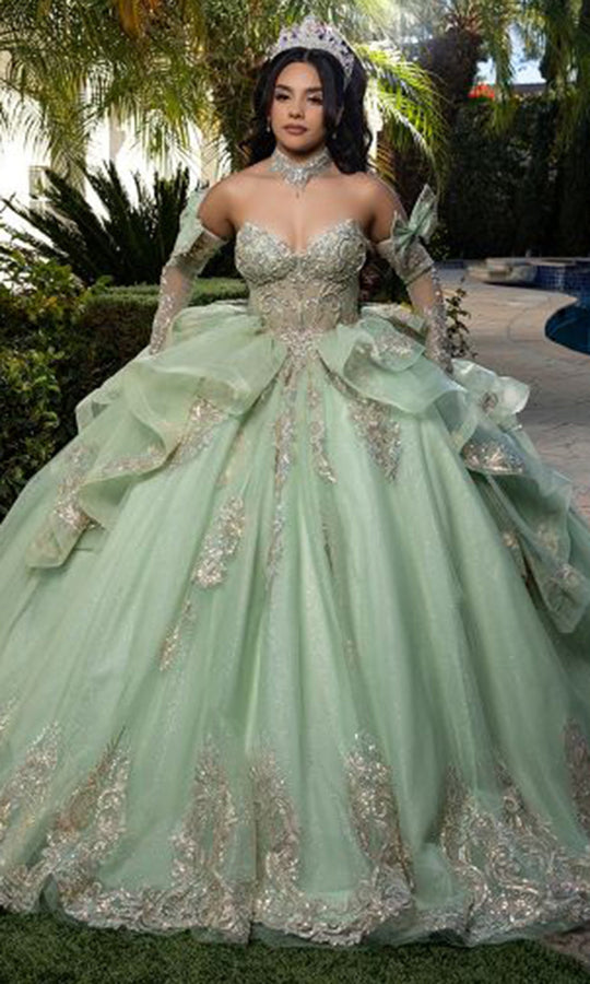 May Queen LK291 - Beaded Sweetheart Layered Voluminous Gown