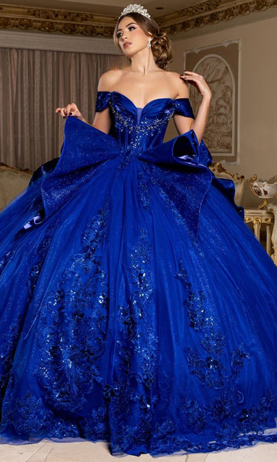 May Queen LK297 - Embellished Off Shoulder Prom Gown
