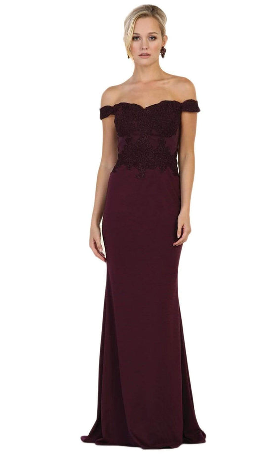 May Queen MQ1529B - Lace Off-Shoulder Sheath Dress