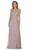 May Queen - MQ1549 Embroidered Long Sleeve Sheath Dress Mother of the Bride Dresses S / Mauve/Gold