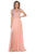 May Queen - MQ1563 Scallop Lace Illusion High Slit Chiffon Gown Mother of the Bride Dresses