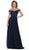 May Queen MQ1602 - Off Shoulder Chiffon Formal Gown Formal Gowns 2 / Navy