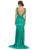 May Queen - MQ1719 Plunging V-neck Trumpet Dress With Train Evening Dresses