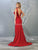May Queen - MQ1719 Plunging V-neck Trumpet Dress With Train Evening Dresses