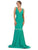May Queen - MQ1719 Plunging V-neck Trumpet Dress With Train Evening Dresses 4 / Emerald Gr