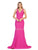 May Queen - MQ1719 Plunging V-neck Trumpet Dress With Train Evening Dresses 4 / Magenta