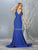 May Queen - MQ1719 Plunging V-neck Trumpet Dress With Train Evening Dresses 4 / Royal