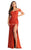 May Queen - MQ1825 Off-Shoulder High Slit Long Dress Evening Dresses 4 / Rust
