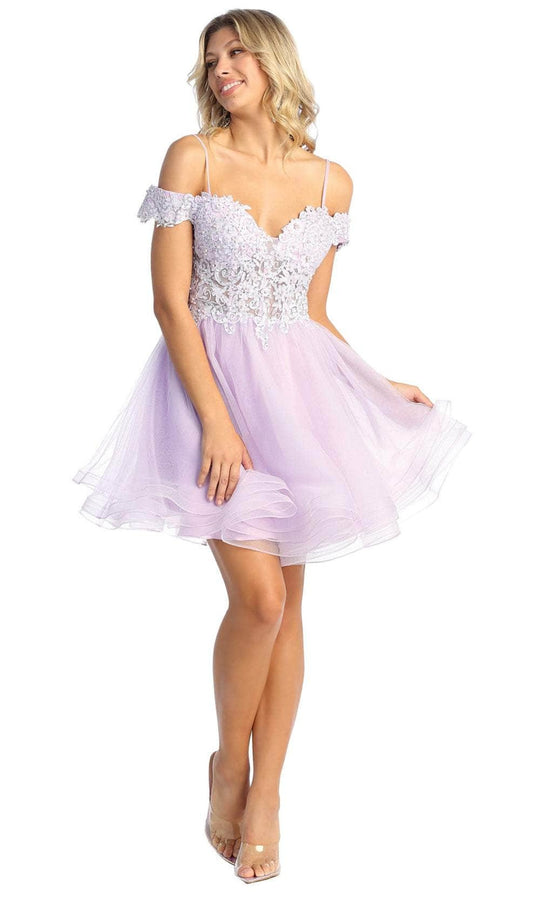 May Queen MQ1897 - Off Shoulder A-Line Cocktail Dress