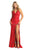 May Queen MQ1899 - Cowl Neck Ruched Evening Gown Evening Dresses 2 / Red
