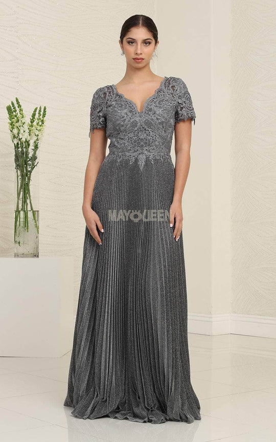 May Queen MQ1902B - - Modest Scallop Pleated A-Line Gown