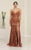 May Queen MQ1905 - Sequined Plunging V-Neck Evening Gown Evening Dresses 2 / Rust