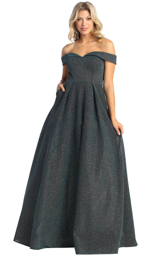 May Queen MQ1915 - Glittered Off Shoulder Prom Gown
