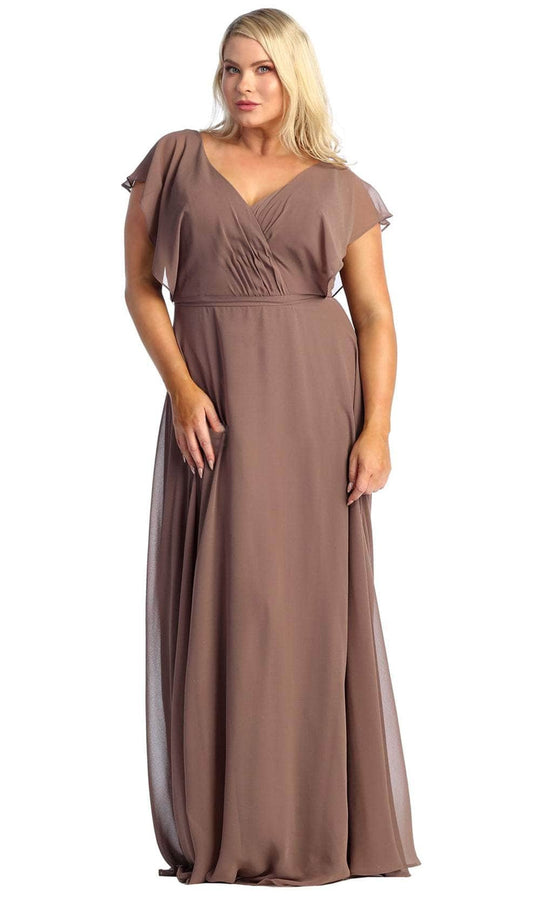 May Queen MQ1917 - Flutter Sleeve A-Line Prom Gown