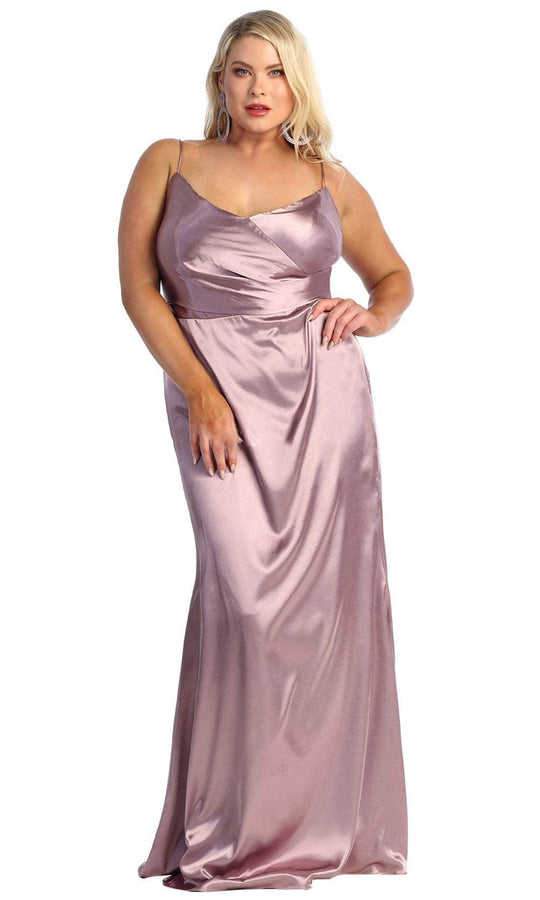 May Queen MQ1931 - Sleeveless V-Neck Sheath Prom Gown