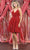 May Queen MQ1963 - Strappy Paillette-Detailed Short Dress Cocktail Dresses 4 / Red