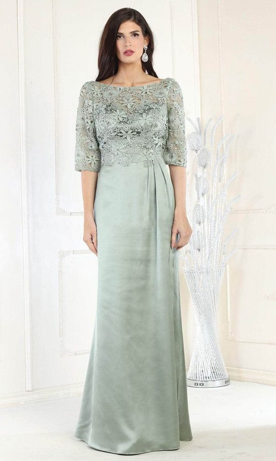 May Queen MQ1969 - Floral Lace Column Long Gown