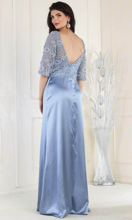 May Queen MQ1969 - Quarter Length Lace Satin Gown