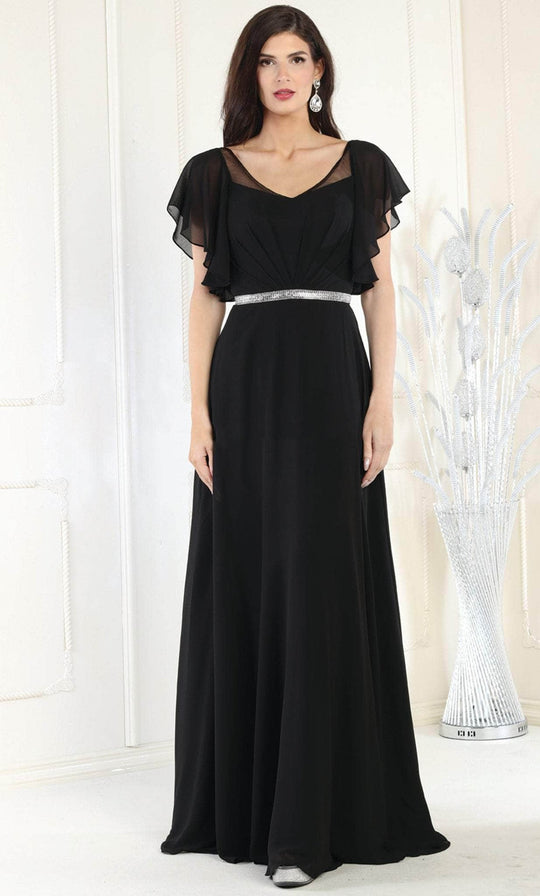 May Queen MQ1972 - Bell Sleeves V Neck A Line Dress