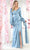 May Queen MQ1974 - Long Sleeve Ruched Detail Evening Dress Winter Formals and Balls 4 / Dustyblue