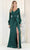 May Queen MQ1974 - Long Sleeve Ruched Detail Evening Dress Winter Formals and Balls 4 / Huntergreen
