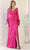 May Queen MQ1974 - Long Sleeve Ruched Detail Evening Dress Winter Formals and Balls 4 / Magenta