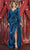 May Queen MQ1974 - Long Sleeve Ruched Detail Evening Dress Winter Formals and Balls 4 / Tealblue
