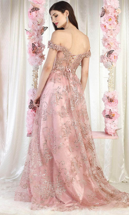 May Queen MQ1975 - Off Shoulder Plunging Enchanting Gown