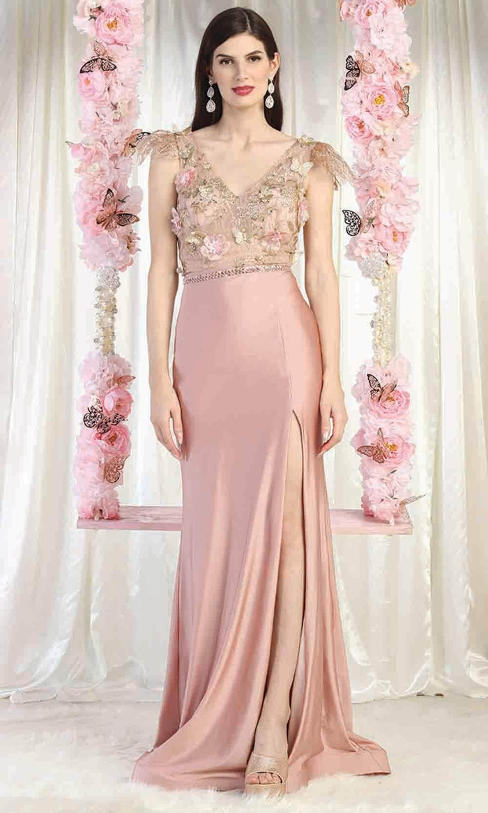 May Queen MQ2015 3D Floral Tulle Evening Gown