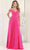 May Queen MQ1988 - Cold-Shoulder V-Neck Prom Dress Special Occasion Dress 4 / Fuchsia