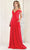 May Queen MQ1988 - Cold-Shoulder V-Neck Prom Dress Special Occasion Dress 4 / Red
