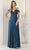 May Queen MQ1988 - Cold-Shoulder V-Neck Prom Dress Special Occasion Dress 4 / Tealblue