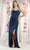 May Queen MQ1992 - Corset Satin Prom Dress with Slit Prom Dresses 2 / Midnight Blue