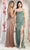 May Queen MQ1992 - Corset Satin Prom Dress with Slit Prom Dresses 2 / Sage