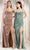 May Queen MQ1992 - Sleeveless Draped Slit Prom Dress Prom Dresses 4 / Midnight Blue
