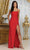 May Queen MQ2026 - Glitter Sheath Prom Dress with Slit Prom Dresses 2 / Red