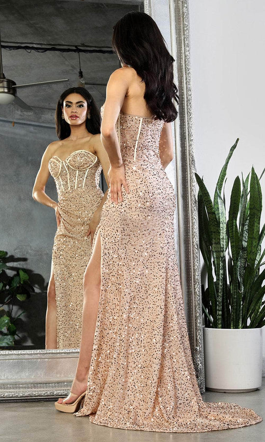 May Queen MQ2034 - Sequin Bustier Evening Dress