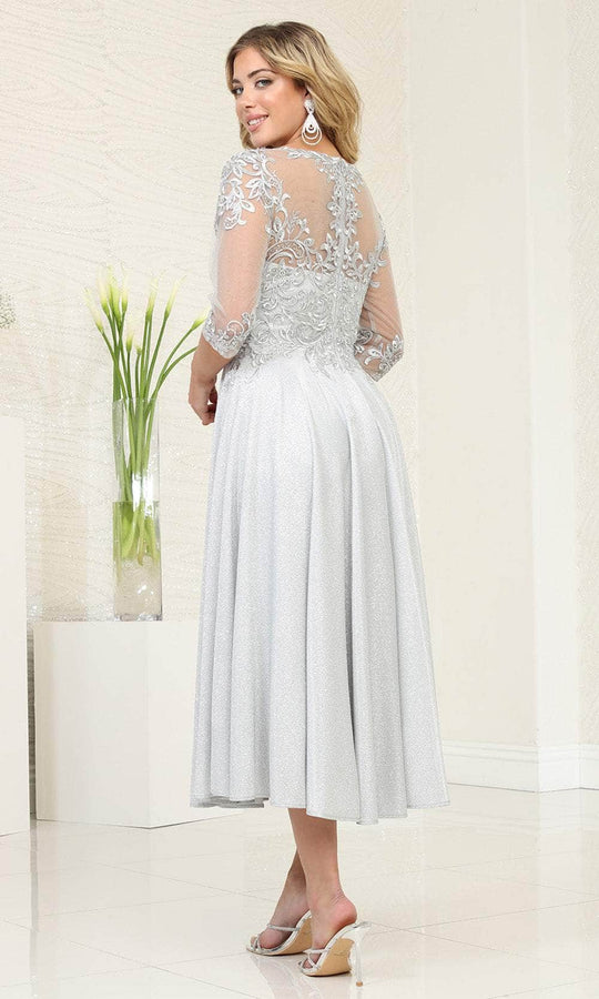 May Queen MQ2057 - Illusion Scoop Tea Length Prom Dress