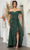 May Queen MQ2063 - Off Shoulder Hi-Low Prom Gown Prom Dresses 6 / Huntergreen